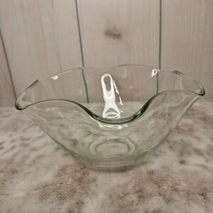 Clear Round Wave Glass Bowl Unbranded Food Serving Decor Heavy 3lbs‎ Versatile